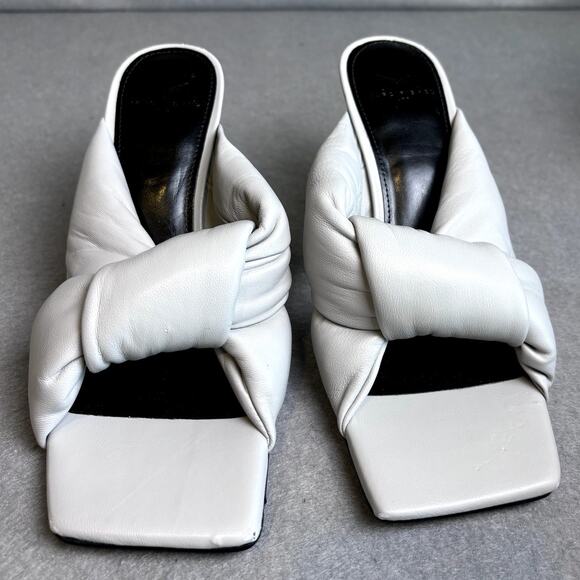 Marc Fisher Gray Leather Slip On Party Wedding Holiday Evening Sandal NEW Size 8 - Picture 3 of 7